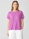 Eileen Fisher Organic Linen Jersey Crew Neck Tee In Pink