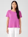 Eileen Fisher Organic Linen Jersey Crew Neck Tee In Pink