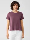 Eileen Fisher Organic Linen Jersey Crew Neck Tee In Purple