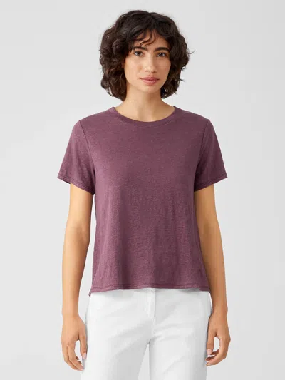 Eileen Fisher Organic Linen Jersey Crew Neck Tee In Purple