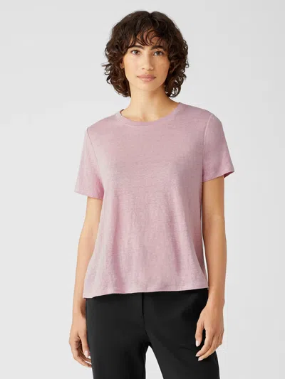 Eileen Fisher Organic Linen Jersey Crew Neck Tee In Purple