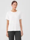 Eileen Fisher Organic Linen Jersey Short-sleeve Tee In White