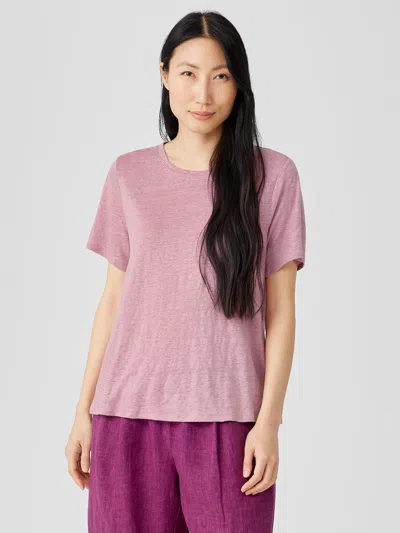 Eileen Fisher Organic Linen Jersey Crew Neck Tee In Pink