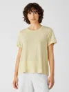 Eileen Fisher Organic Linen Jersey Crew Neck Tee In Yellow