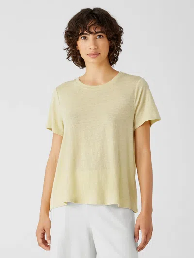 Eileen Fisher Organic Linen Jersey Crew Neck Tee In Yellow