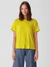Eileen Fisher Organic Linen Jersey Crew Neck Tee In Yellow