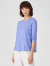 Eileen Fisher Organic Linen Jersey Crew Neck Top In Purple