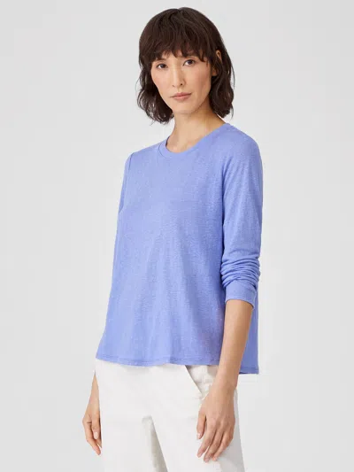 Eileen Fisher Organic Linen Jersey Crew Neck Top In Purple