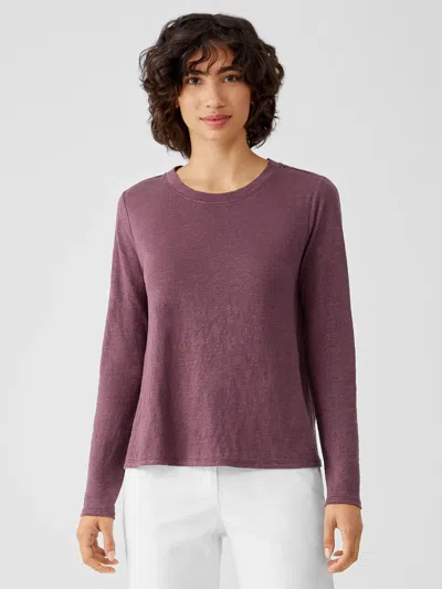 Eileen Fisher Organic Linen Jersey Crew Neck Top In Pink