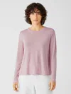 Eileen Fisher Organic Linen Jersey Crew Neck Top In Pink