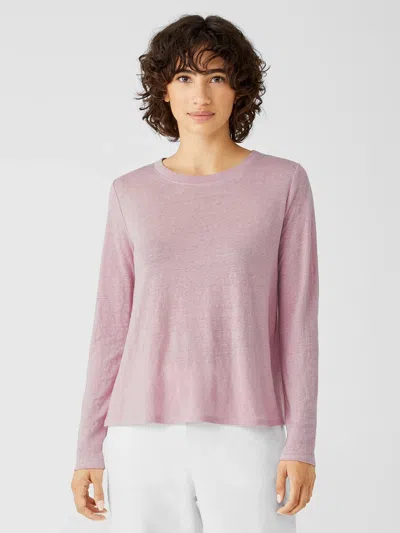 Eileen Fisher Organic Linen Jersey Crew Neck Top In Pink