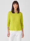 Eileen Fisher Organic Linen Jersey Crew Neck Top In Gold