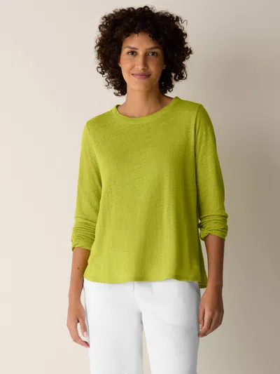 Eileen Fisher Organic Linen Jersey Long-sleeve Tee In Yellow