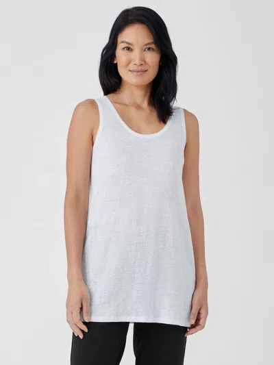 Eileen Fisher Organic Linen Jersey Long Tank In White