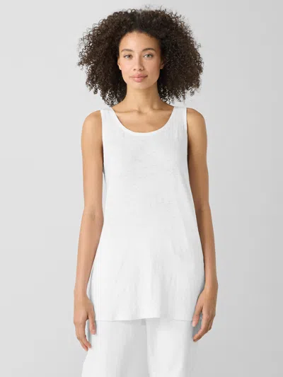 Eileen Fisher Organic Linen Jersey Long Tank In White