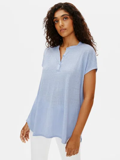 Eileen Fisher Organic Linen Jersey Mandarin Collar Tunic In Purple