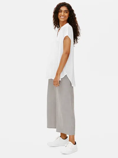 Eileen Fisher Organic Linen Jersey Mandarin Collar Tunic In White