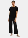 Eileen Fisher Organic Linen Jersey Round Neck Tee In Black