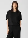 Eileen Fisher Organic Linen Jersey Round Neck Tee In Black