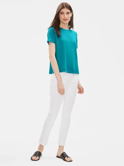 Eileen Fisher Organic Linen Jersey Round Neck Tee In Brown