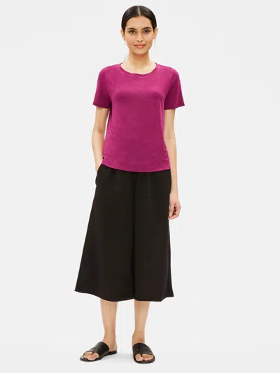 Eileen Fisher Organic Linen Jersey Round Neck Tee In Pink