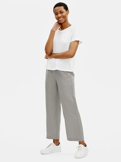 Eileen Fisher Organic Linen Jersey Round Neck Tee In White