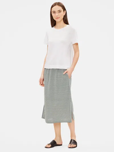 Eileen Fisher Organic Linen Jersey Round Neck Tee In White