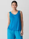 Eileen Fisher Organic Linen Jersey Scoop Neck Tank In Blue