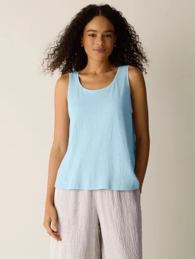 Eileen Fisher Organic Linen Jersey Scoop Neck Tank In Breeze