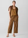 Eileen Fisher Organic Linen Jersey Scoop Neck Tank In Brown
