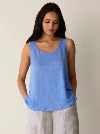 Eileen Fisher Organic Linen Jersey Scoop Neck Tank In Cornflower