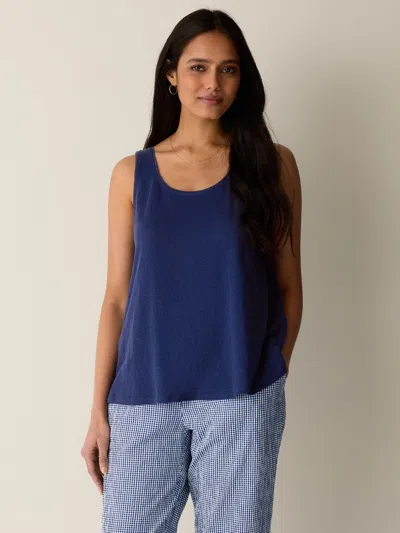 Eileen Fisher Organic Linen Jersey Scoop Neck Tank In Deep Dive