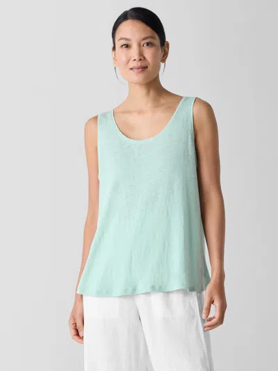 Eileen Fisher Organic Linen Jersey Scoop Neck Tank In Green