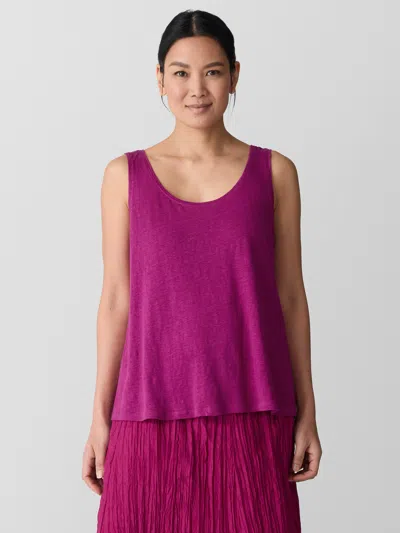 Eileen Fisher Organic Linen Jersey Scoop Neck Tank In Sangria