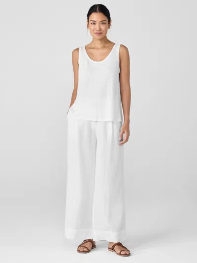 Eileen Fisher Organic Linen Jersey Scoop Neck Tank In White