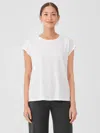 Eileen Fisher Organic Linen Jersey Shirred-back Top In White