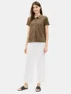 Eileen Fisher Organic Linen Jersey Short-sleeve Shirt In Brown