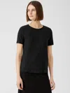 Eileen Fisher Organic Linen Jersey Short-sleeve Tee In Black