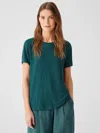 Eileen Fisher Organic Linen Jersey Short-sleeve Tee In Blue