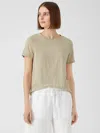 Eileen Fisher Organic Linen Jersey Short-sleeve Tee In Green
