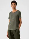 Eileen Fisher Organic Linen Jersey Short-sleeve Tee In Green