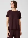 Eileen Fisher Organic Linen Jersey Short-sleeve Tee In Purple