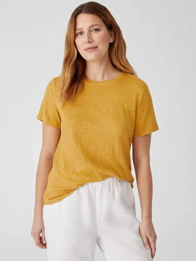 Eileen Fisher Organic Linen Jersey Short-sleeve Tee In Yellow