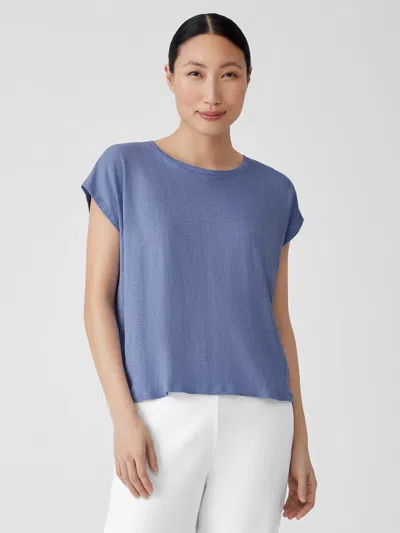 Eileen Fisher Organic Linen Jersey Square Top In Blue