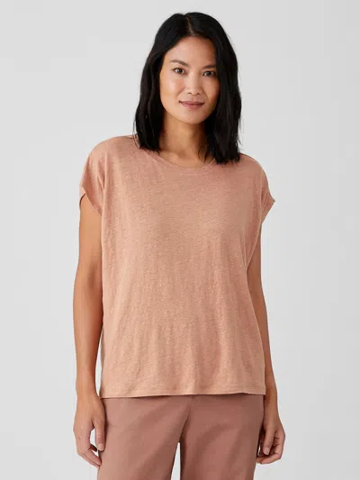 Eileen Fisher Organic Linen Jersey Square Top In Brown