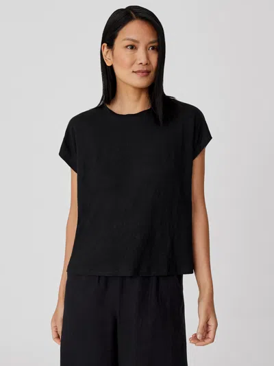 Eileen Fisher Organic Linen Jersey Square Top In Black