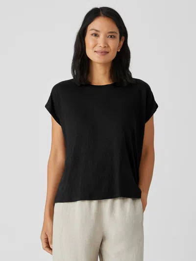 Eileen Fisher Organic Linen Jersey Square Top In Black