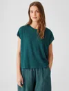 Eileen Fisher Organic Linen Jersey Square Top In Blue