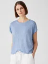 Eileen Fisher Organic Linen Jersey Square Top In Blue