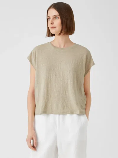 Eileen Fisher Organic Linen Jersey Square Top In Brown